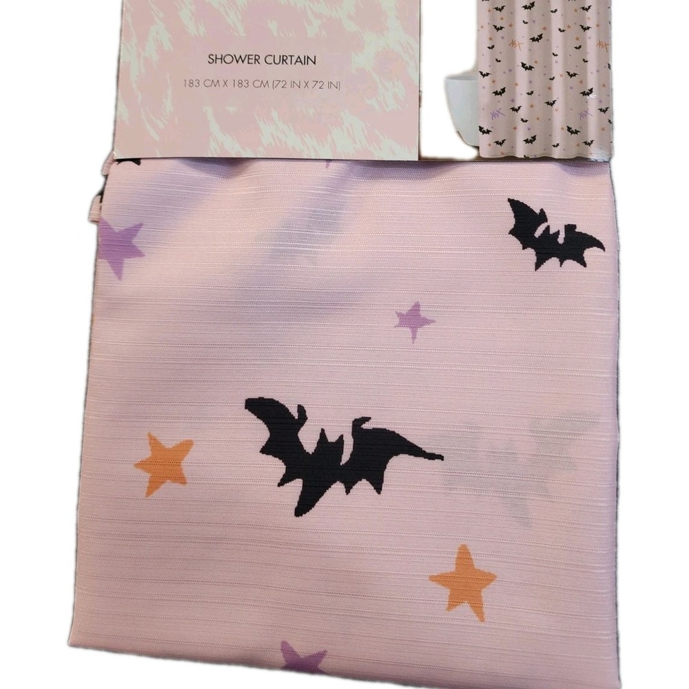 New Adorable Luv Betsey Johnson Bat Halloween Fabric Shower Curtain